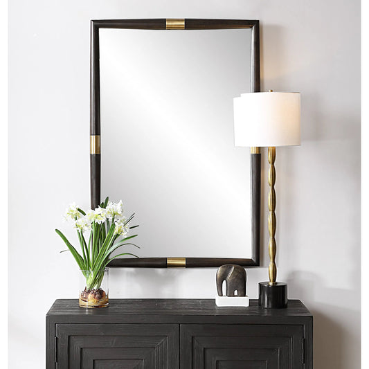 Larkin Mirror by Uttermost in dark oak. Made from oak wood, mirror, mdf, iron in a modern style.