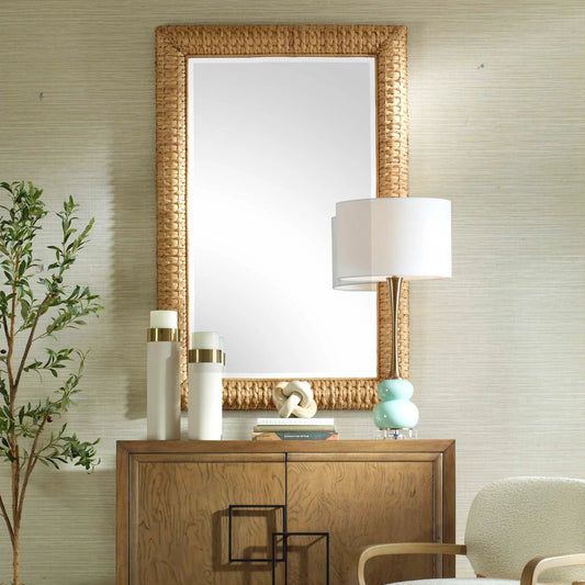 Twisted Seagrass Mirror by Uttermost in natural. Made from pine wood in a transitional style.