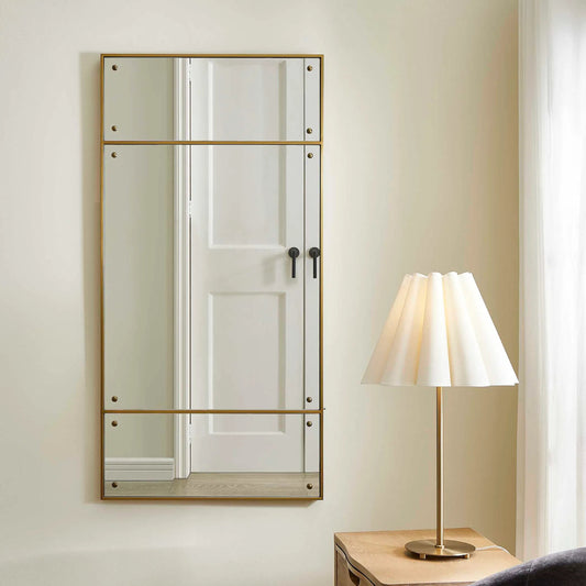 Wrenton Rectangular Mirror by Uttermost in brass, dark bronze. Made from stainless steel, mirror, mdf in a transitional style.