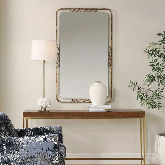 Tahoma Mirror by Uttermost in gold. Made from metal, mdf in a transitional style.