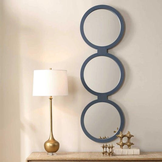 Going in Circles Mirror by Uttermost in blue, gray. Made from mdf, mirror in a unique style.