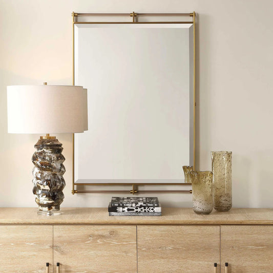 Ripoll Mirror by Uttermost in brass, gold. Made from stainless steel, mdf, acrylic, mirror in a unique style.