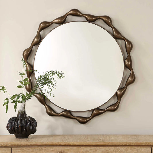 Remolino Round Mirror by Uttermost in bronze. Made from iron, mirror, mdf in a unique style.