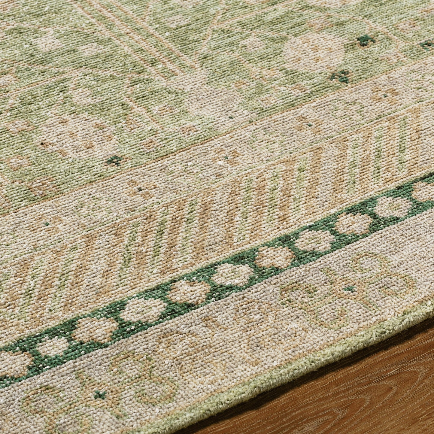 004 SI-2165443,SI-2165444,SI-2165445,SI-2165446,SI-2165447 | Closeup | Marisa Rug - 534659 by Surya in warm grey, ash, sage. Made from wool in a unique style.