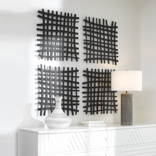 Gridlines Wall Art by Uttermost in matte black. Made from 100% iron in a modern style.