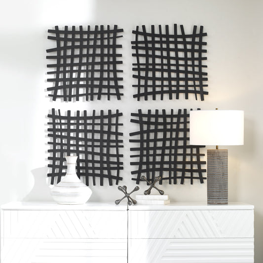 Gridlines Wall Art by Uttermost in matte black. Made from 100% iron in a modern style.