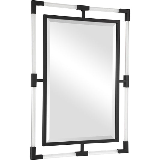 001 SI-1750243 | Primary Silo | Balkan Mirror by Uttermost in matte black. Made from iron, mdf, glass, acrylic in a modern style.