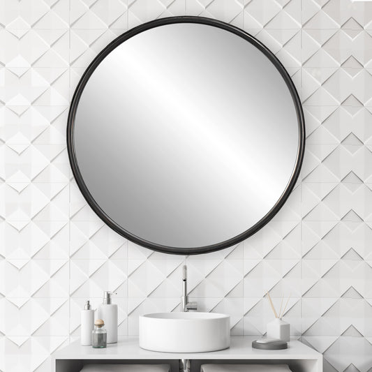 Dawsyn Mirror by Uttermost in aged black. Made from mdf, iron, mirror in a modern style.