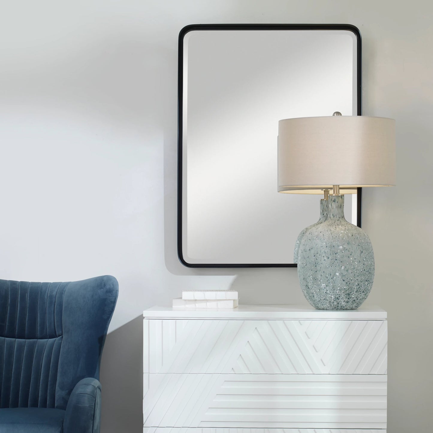006 SI-1754800 | Lifestyle | Crofton Large Mirror by Uttermost. Made from mdf, iron, mirror in a modern style.