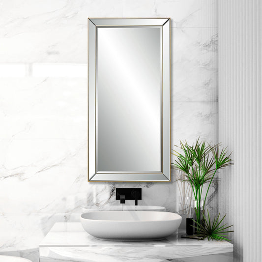 Lytton Mirror by Uttermost in gold. Made from mirror, mdf, paper in a modern style.