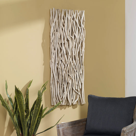 Gathered Bleached Wall Decor by Uttermost in teak. Made from teak branch in a modern style.