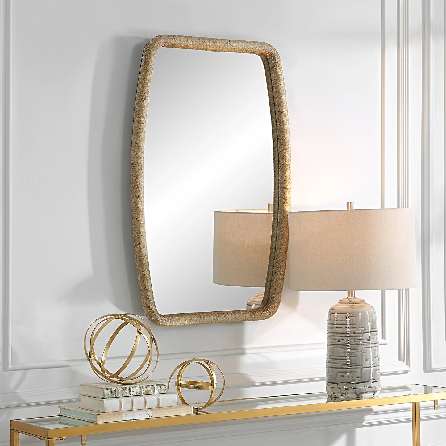 002 SI-1981171 | Lifestyle | Tiki Mirror by Uttermost. Made from mirror, rattan, mdf in a coastal style.