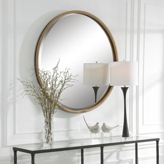 Ranchero Round Mirror by Uttermost. Made from iron, mdf, mirror, rope in a modern style.