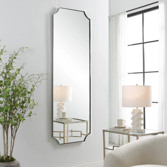 Lennox Tall Mirror by Uttermost in nickel. Made from metal, mdf, glass in a modern style.