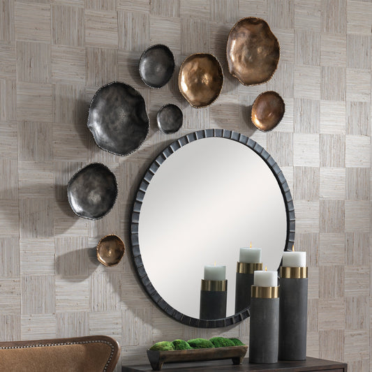 Lucky Coins Wall Decor by Uttermost in nickel. Made from aluminum in a modern style.