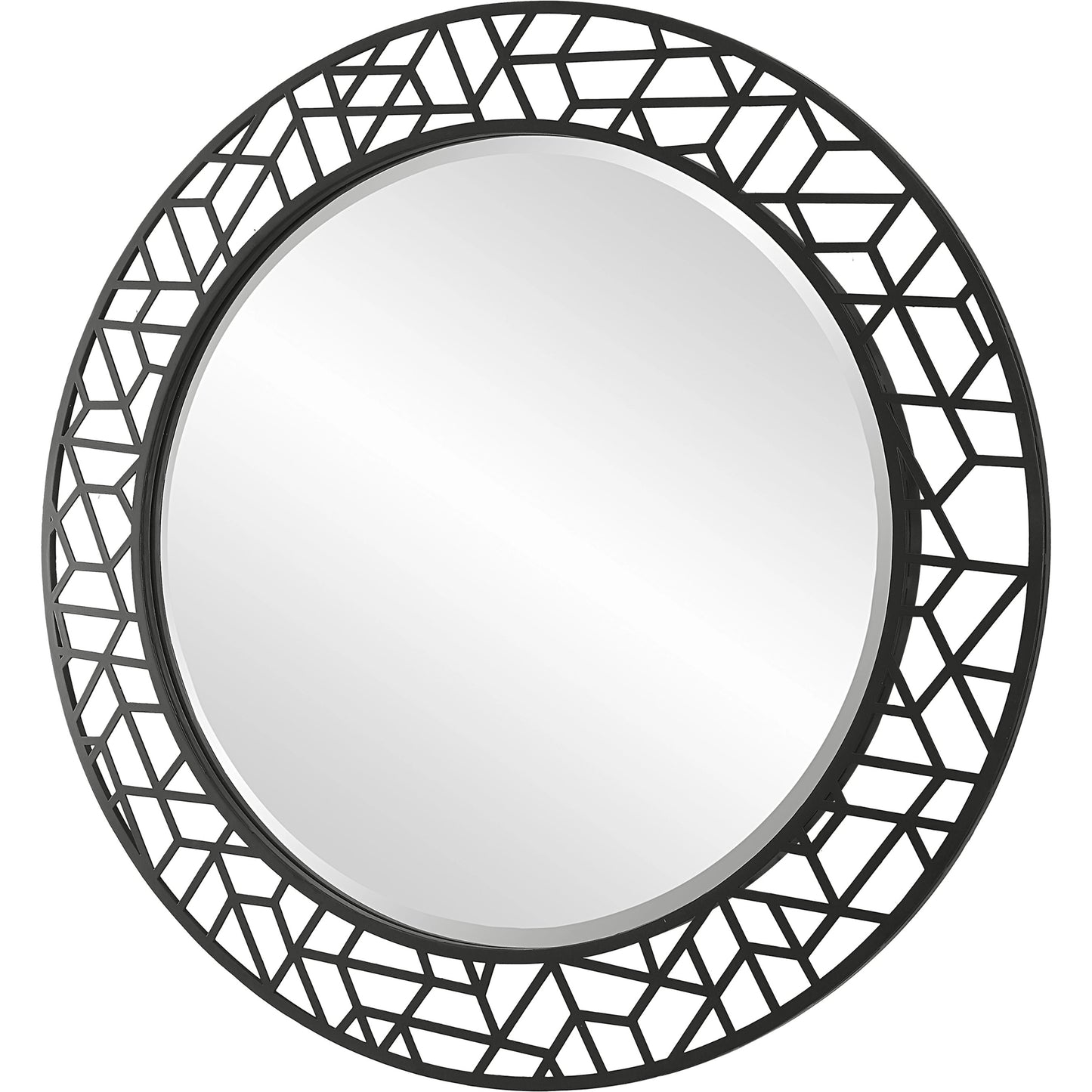 003 SI-1981226 | Additional Silo | Mosaic Round Mirror by Uttermost in black. Made from mdf, iron, mirror in a modern style.