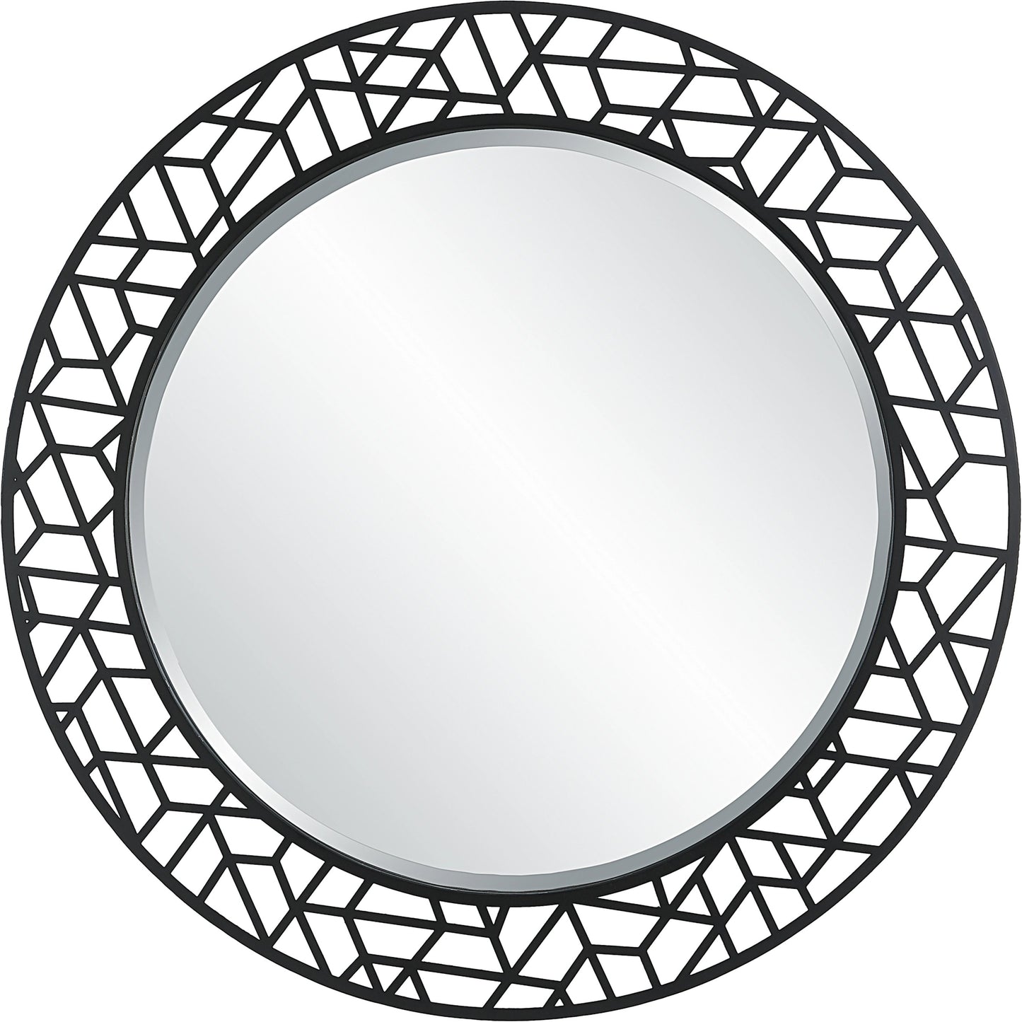 002 SI-1981226 | Additional Silo | Mosaic Round Mirror by Uttermost in black. Made from mdf, iron, mirror in a modern style.