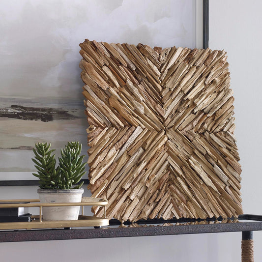 Outland Wood Wall Decor by Uttermost in natural weathered. Made from title tsca vi with mixwood in a modern style.