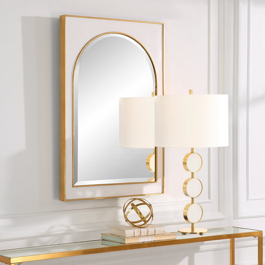 Crisanta Arch Mirror by Uttermost in gold. Made from mirror, iron, mdf in a modern style.