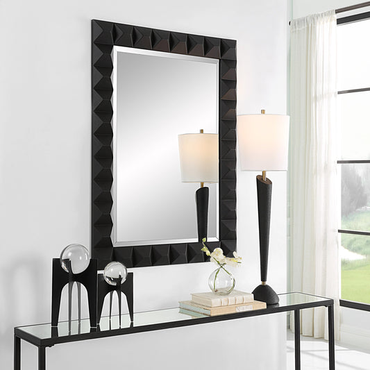 Studded Mirror by Uttermost in black. Made from iron, mirror, mdf in a modern style.