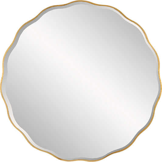 001 SI-2108093 | Primary Silo | Aneta Round Mirror by Uttermost in gold. Made from mdf, mirror in a modern style.