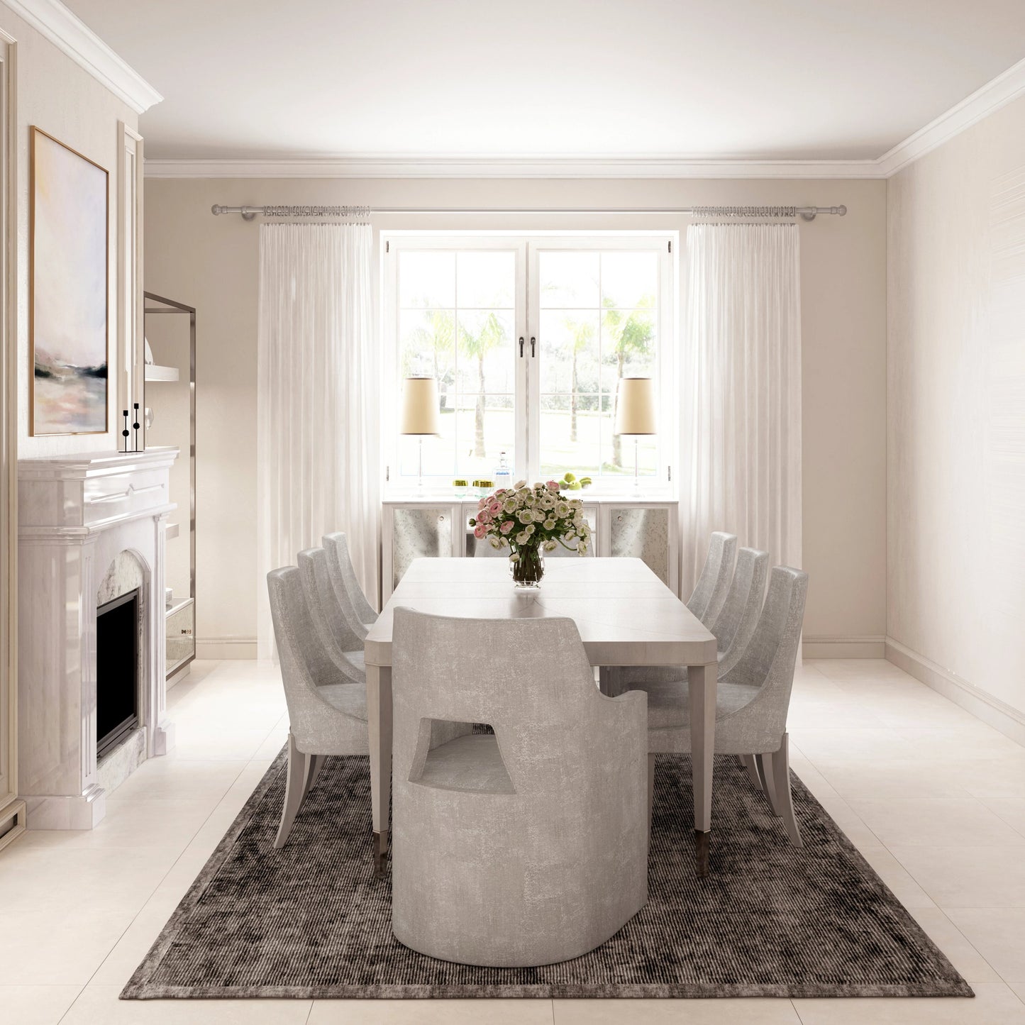 008 SI-2155797 | Lifestyle | Mezzanine Rectangular Dining Table by A.R.T. Furniture in dove gray. Made from parawood, poplar solids, maple veneer, steel in a modern style.