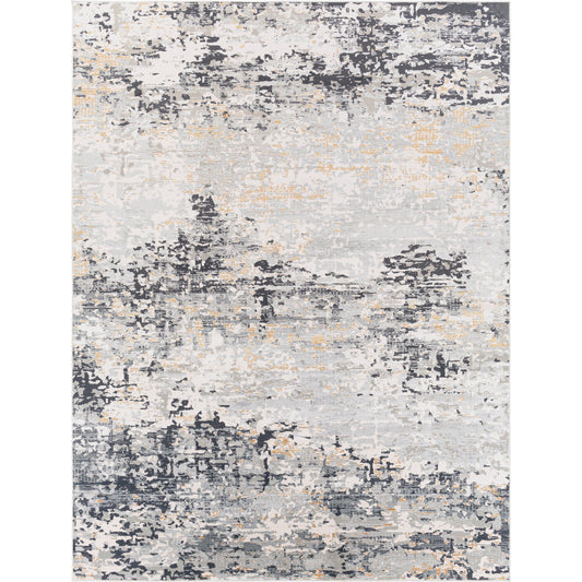 Milano Rug - 23245 by Livabliss in light gray, slate, mustard, off-white, charcoal, gray. Made from 60% viscose, 40% polyester in a unique style.