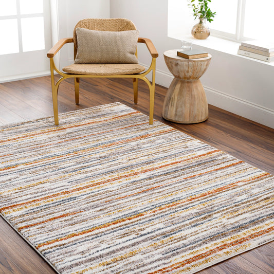 Monet Rug - 489592 by Livabliss in cream, light gray, orange, saffron, burnt orange. Made from face: 100% polyester, warp: 100% jute in a unique style.