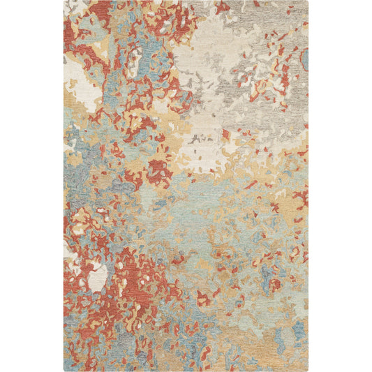Modern Nouveau Rug - 22375 by Surya in rust, aqua, seafoam, dark blue, mustard, camel. Made from 100% wool in a unique style.
