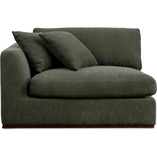000 SI-2368285 | Primary Silo | Rue Arm Facing Chair by Moe's Home Collection in dark green. Made from upholstery: 100% polyester, 70% feather, 30% fiber fill, solid wood, plywood frame in a transitional style.