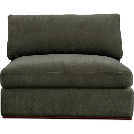 000 SI-2368311 | Primary Silo | Rue Slipper Chair by Moe's Home Collection in dark green. Made from upholstery: 100% polyester, 70% feather, 30% fiber fill, solid wood, plywood frame in a transitional style.