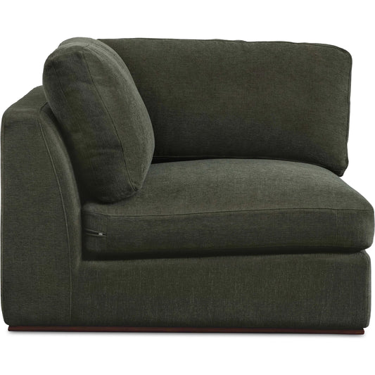 000 SI-2368294 | Primary Silo | Rue Corner Chair by Moe's Home Collection in dark green. Made from upholstery: 100% polyester, 70% feather, 30% fiber fill, solid wood, plywood frame in a transitional style.