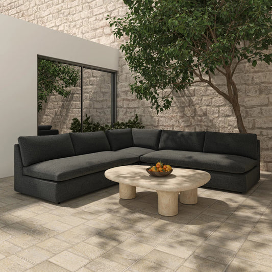 Miles Outdoor Corner Chair by Moe's Home Collection. Made from aluminum frame, 100% olefin fabric, quick dry foam in a transitional style.