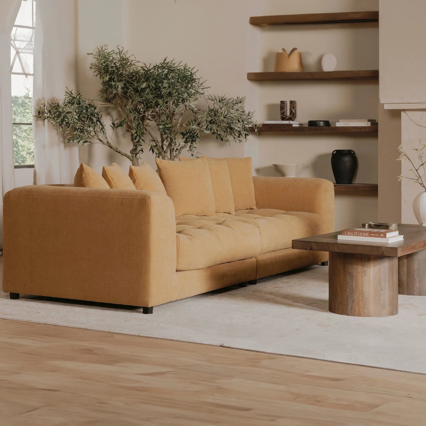 012 SI-2441350 | Lifestyle | Davie Sofa by Moe's Home Collection. Made from 100% polyester, foam core with 70% feather, 30% fibre fill, solid wood, plywood frame, plastic leg in a eclectic & global style.