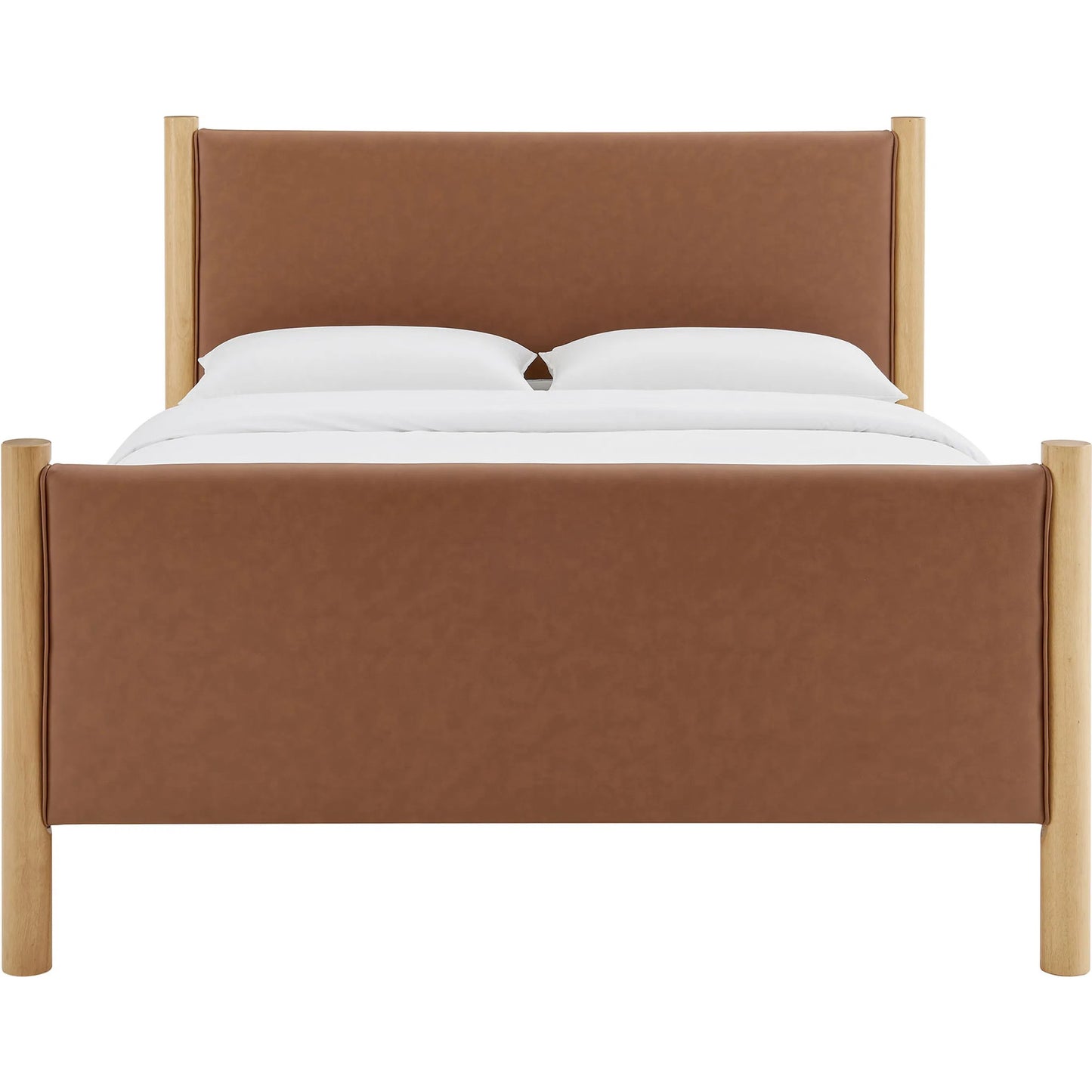 019 SI-2358708 | Additional Silo | Sevier Size Vegan Platform Bed by Evans & Londeen. Made from vegan leather upholstered in a transitional style.