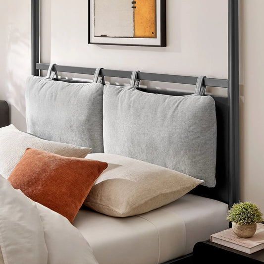 Atlantic 4-Poster Canopy Metal Platform Bed by Evans & Londeen in charcoal. Made from metal in a modern style.