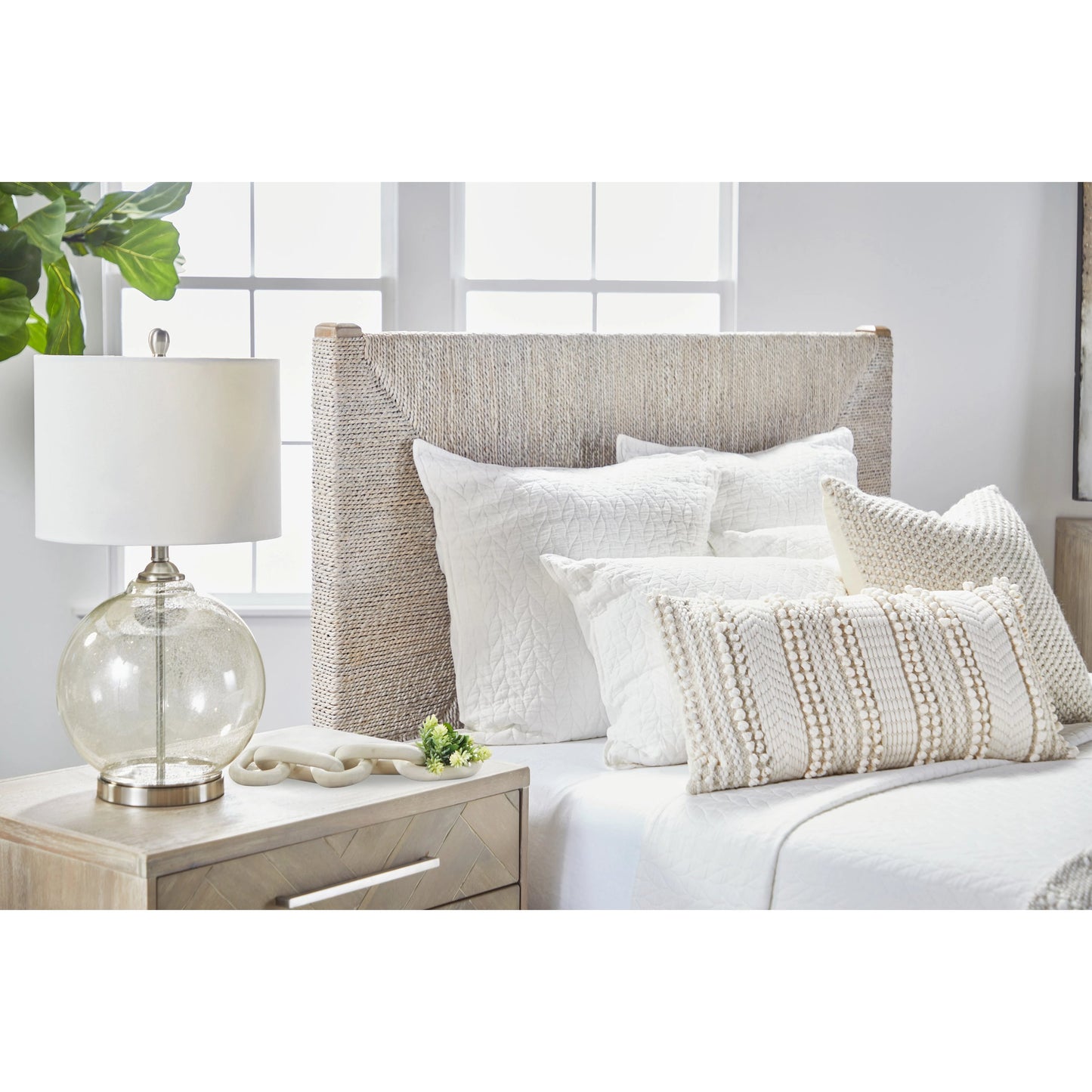 012 SR-387409 | Lifestyle | Mosaic Nightstand by Essentials For Living in natural gray, brushed stainless steel. Made from wood in a modern style.