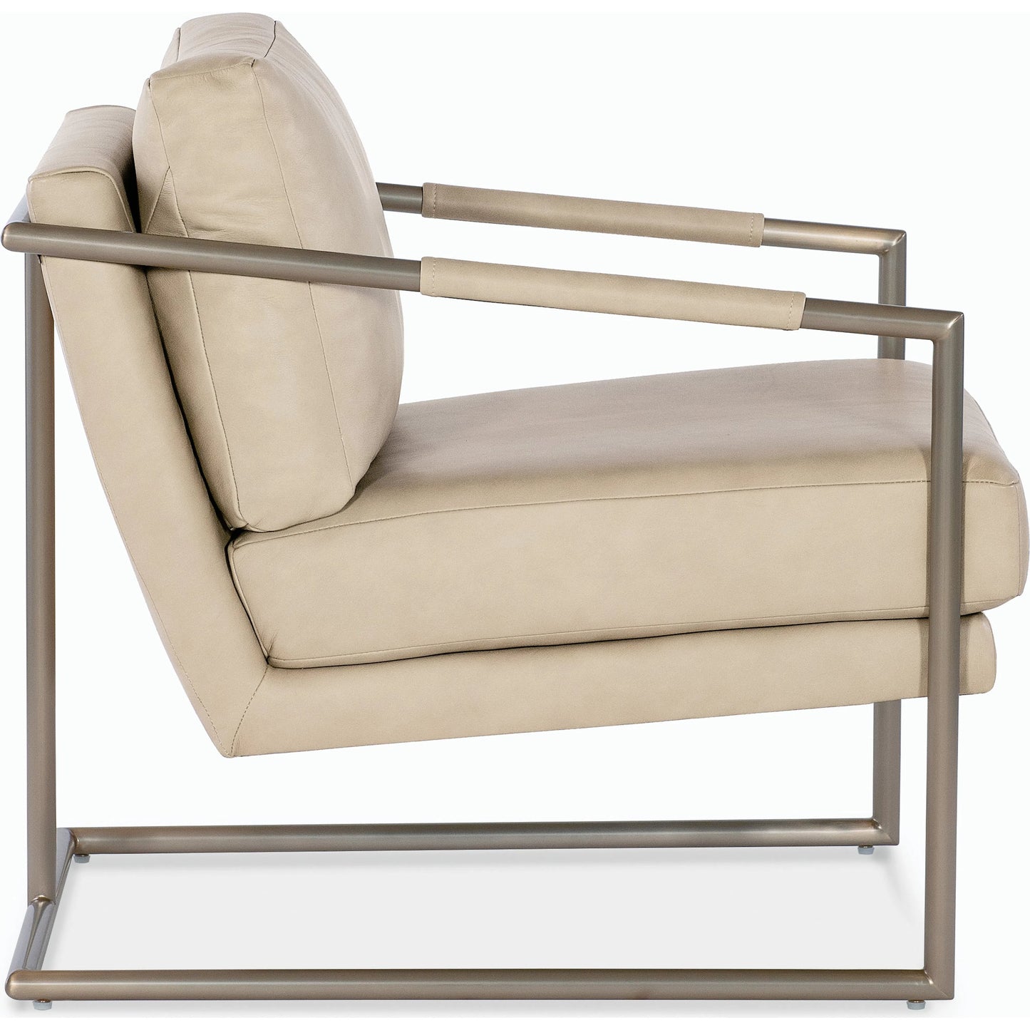 003 SI-2185851 | Additional Silo | Moody Metal Chair by Hooker Furniture in beige. Made from leather and polished stainless steel in a modern style.