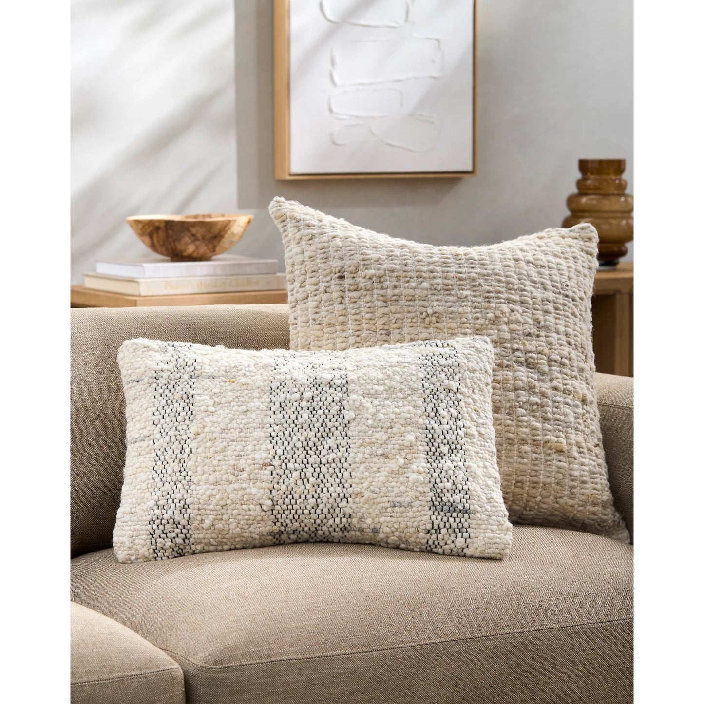 002 SI-2163386,SI-2163387 | Lifestyle | Monospace Accent Pillow - 487410 by Surya in ash, pearl, metallic - silver. Made from wool, cotton in a modern style.