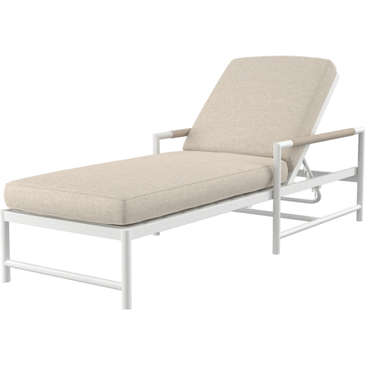 Sabbia Outdoor Chaise by Sunset West in white. Made from olefin rope in a coastal style.