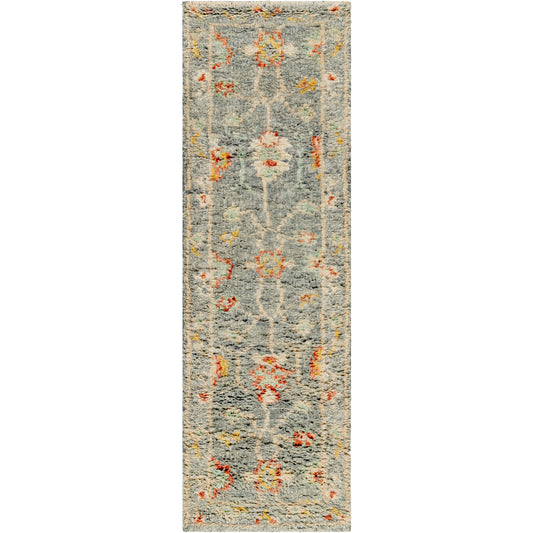 Marrakech Rug - 29603 by Surya in charcoal, mustard, rust, pale blue, light gray, light beige. Made from 100% wool in a unique style.