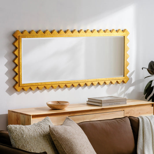 Harrison Accent Mirror - 530731 by Surya in gold and gold leaf. Made from manufactured wood in a modern style.