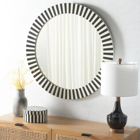 Eastern Mirror by HedgeApple Essentials in black, ivory. Made from mdf resin inlay wall mirror in a eclectic & global style.