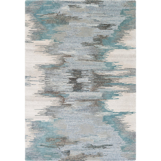 Montclair Rug - 24645 by Surya in teal, sage, light beige, charcoal, blue, light gray. Made from 80% wool, 20% viscose in a unique style.