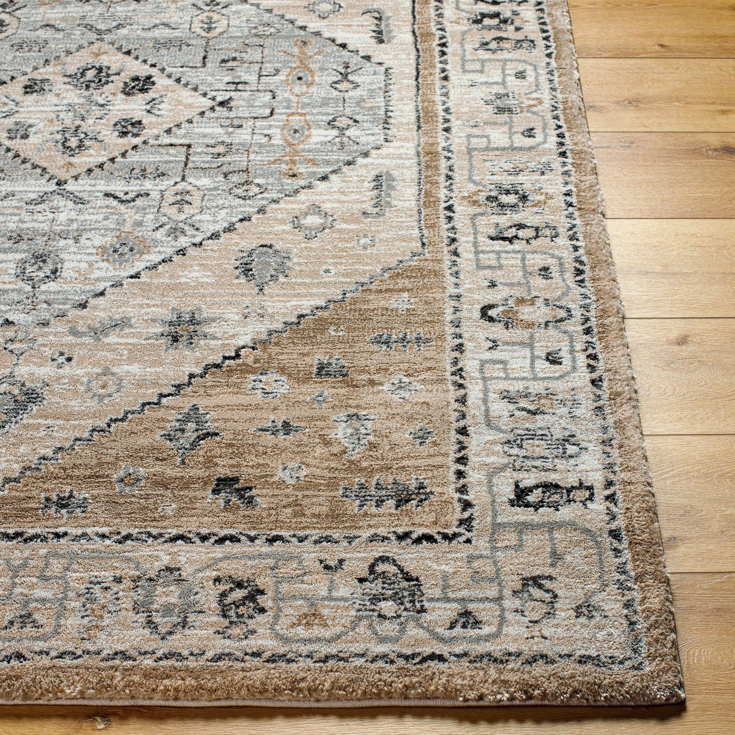 002 SI-2053062,SI-2053063,SI-2053064,SI-2053065 | Closeup | Montana Rug - 494877 by Livabliss in tan, ivory, gray, black. Made from face: 85% polypropylene, 15% polyester, warp: 100% jute in a unique style.