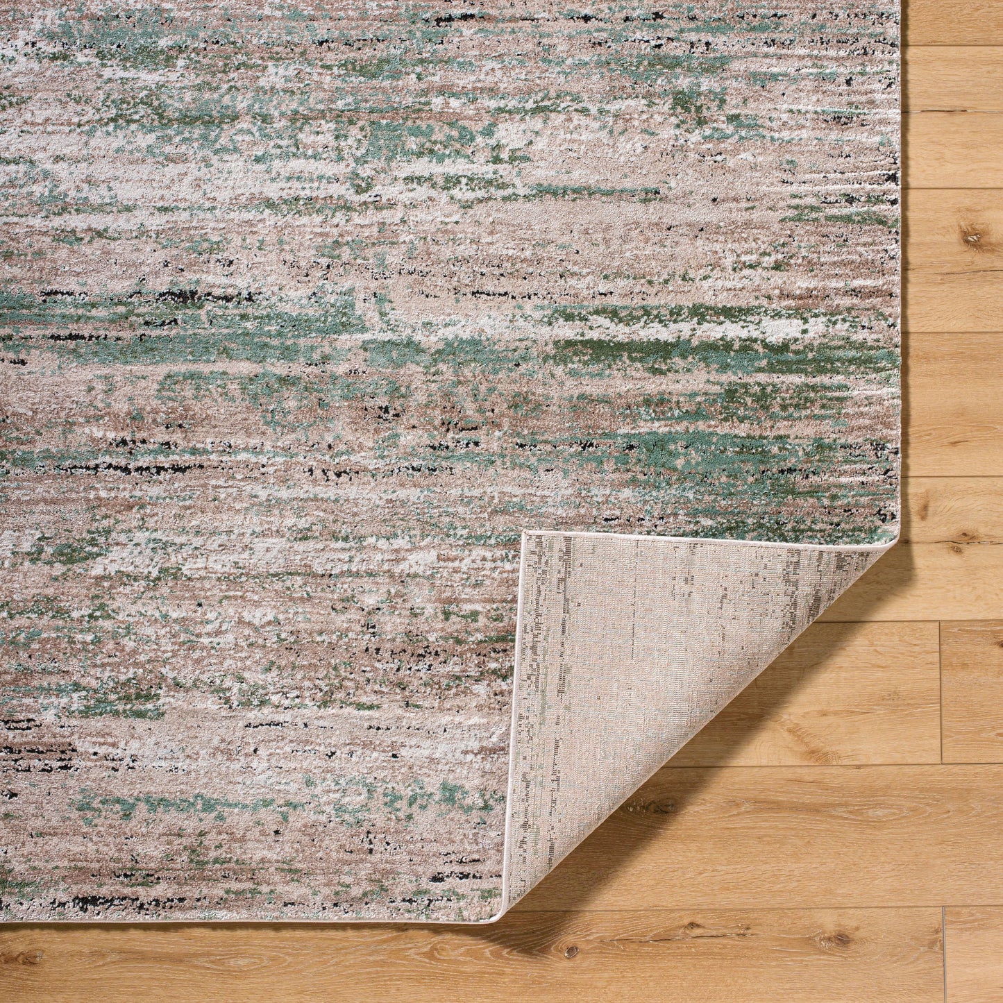 002 SI-2165617,SI-2165618,SI-2165619,SI-2165620 | Closeup | Montana Rug - 536259 by Livabliss in light beige, tan, ivory, seafoam, dusty sage, black. Made from polypropylene, polyester in a unique style.