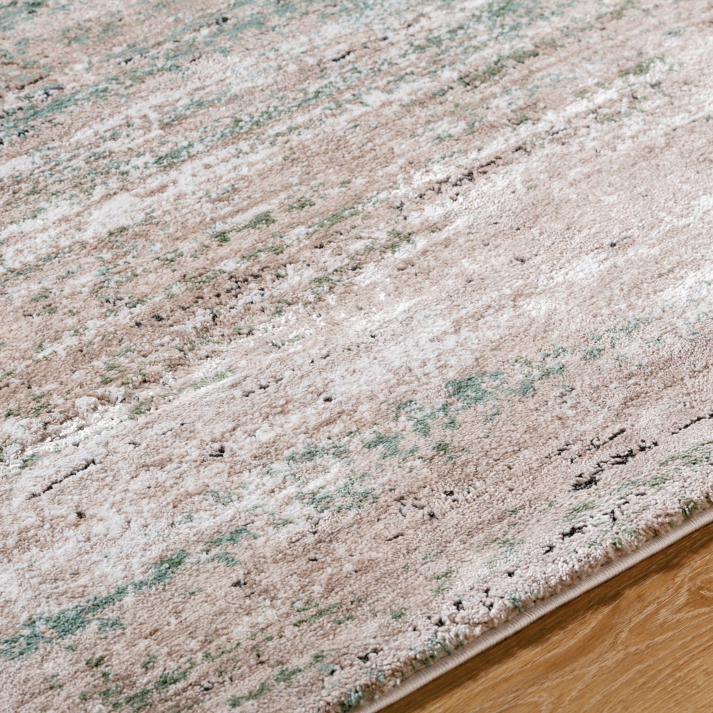 004 SI-2165617,SI-2165618,SI-2165619,SI-2165620 | Closeup | Montana Rug - 536259 by Livabliss in light beige, tan, ivory, seafoam, dusty sage, black. Made from polypropylene, polyester in a unique style.