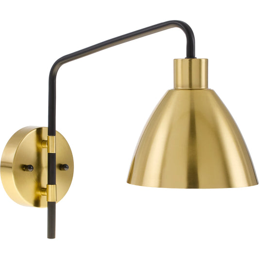 Munos Wall Sconce 532942 by Livabliss in fixture: metallic - brass; shade (outside): metallic - brass; shade (inside): white; cord: black and polishedmetallicplatedplated. Made from iron, metal in a modern style.