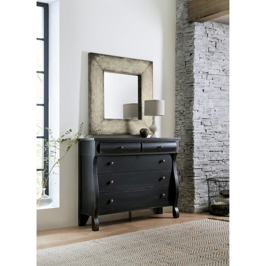 Ciao Bella Bureau by Hooker Furniture in black. Made from maple veneer, cedar, felt panel, solid-wood edge top in a traditional style.
