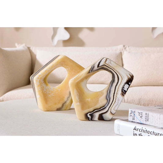 Onyx Triangle Sculpture by Phillips Collection in multi colored. Made from stone, onyx in a modern style.